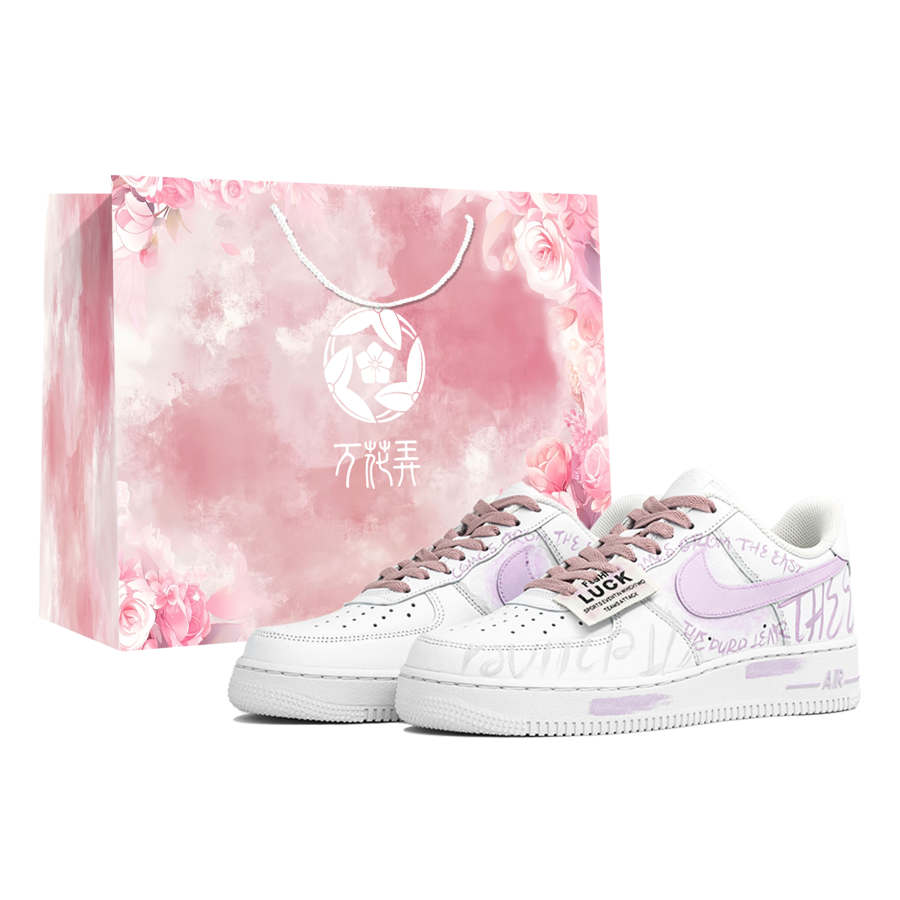 Nike Nike Air Force 1 Thermal Low top Skateboard Shoes Unisex White Purple