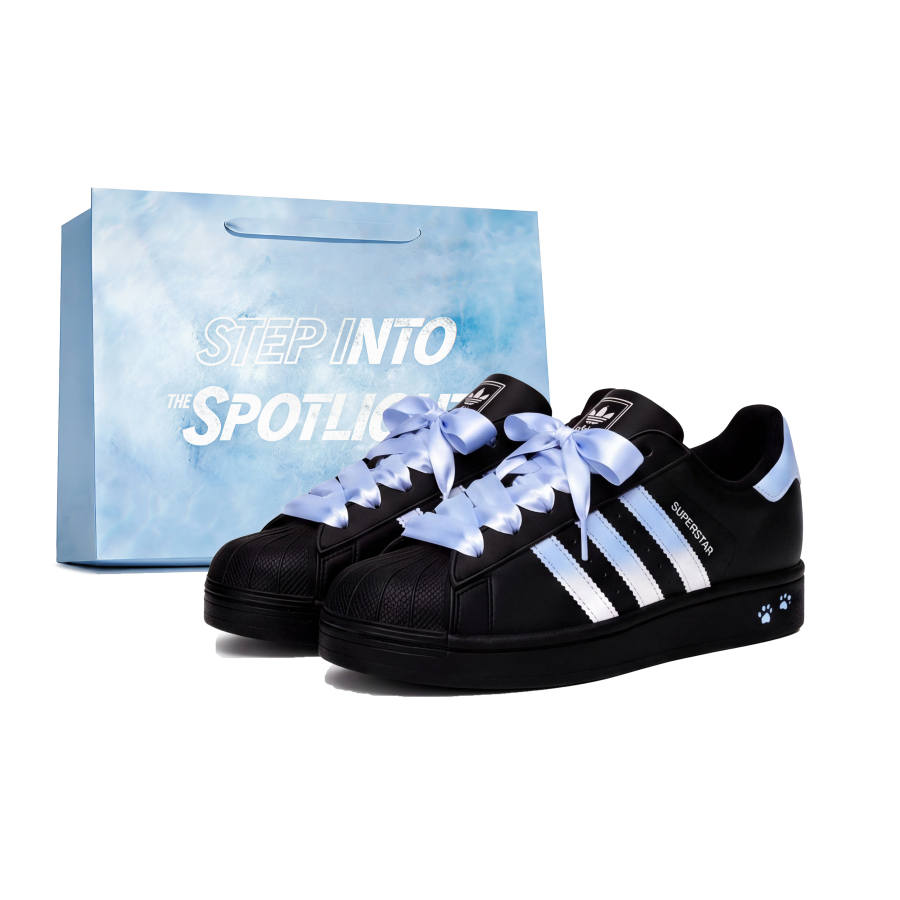 Adidas Originals Superstar 2 Skateboard Shoes Unisex Low Top Black Blue White Gradient Color Block
