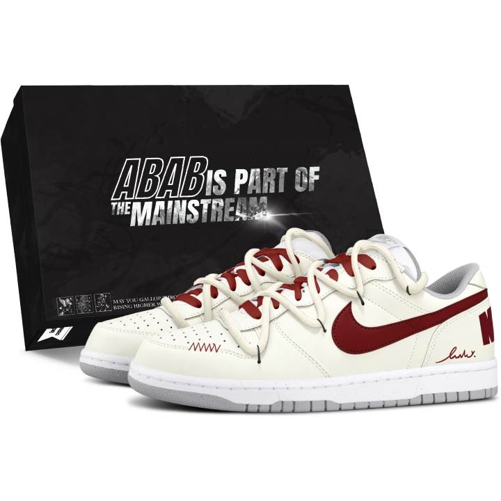 Nike Nike Dunk Skateboard Shoes Men's Low Top Beige/Red