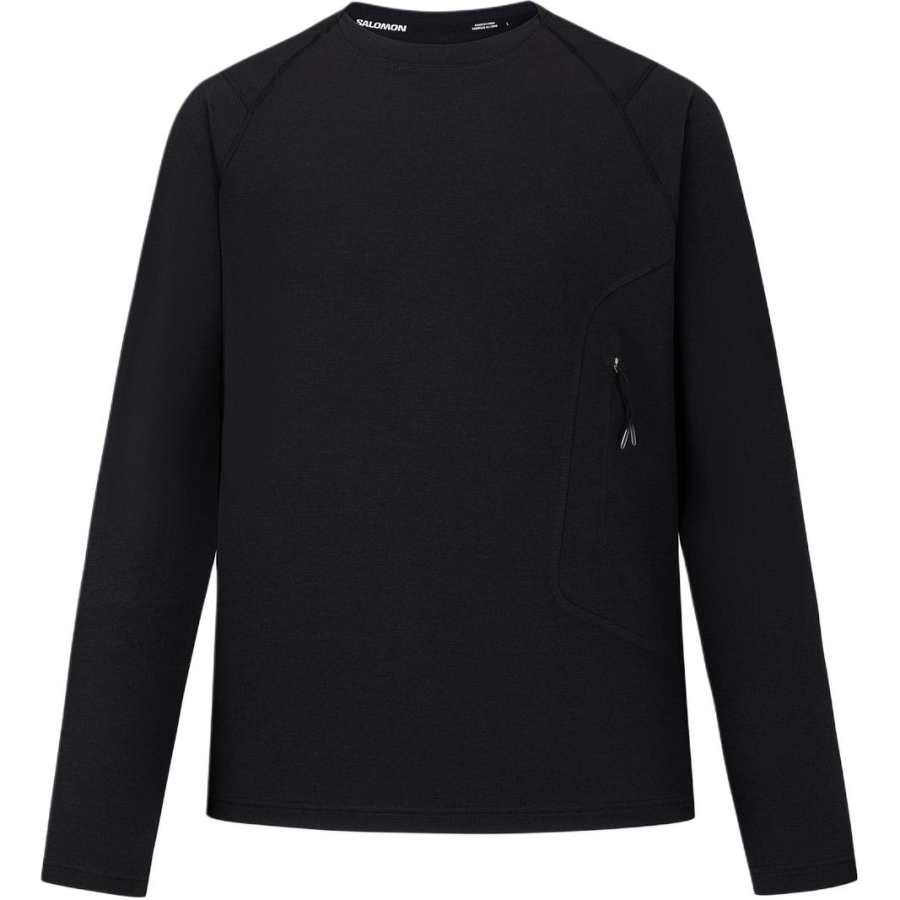 SALOMON Running T Shirts Men's Pitch Black Crew Neck Moderate