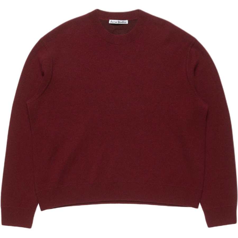 Acne Studios Acne Studios Cashmere Sweaters Men's Dark Red Crew Neck Moderate