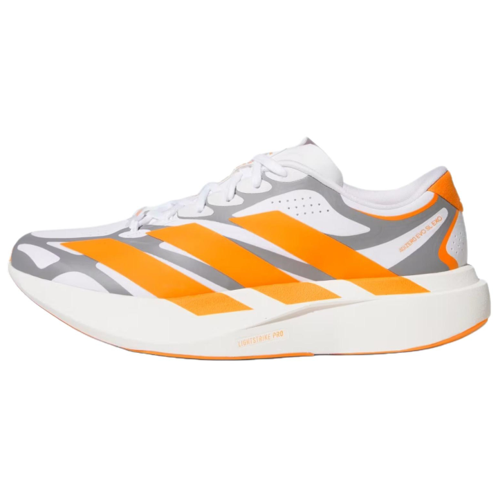 Adidas Adidas Adizero Evo SL Running Shoes Unisex Low Top Cloud White/Bright Orange/Gray Three
