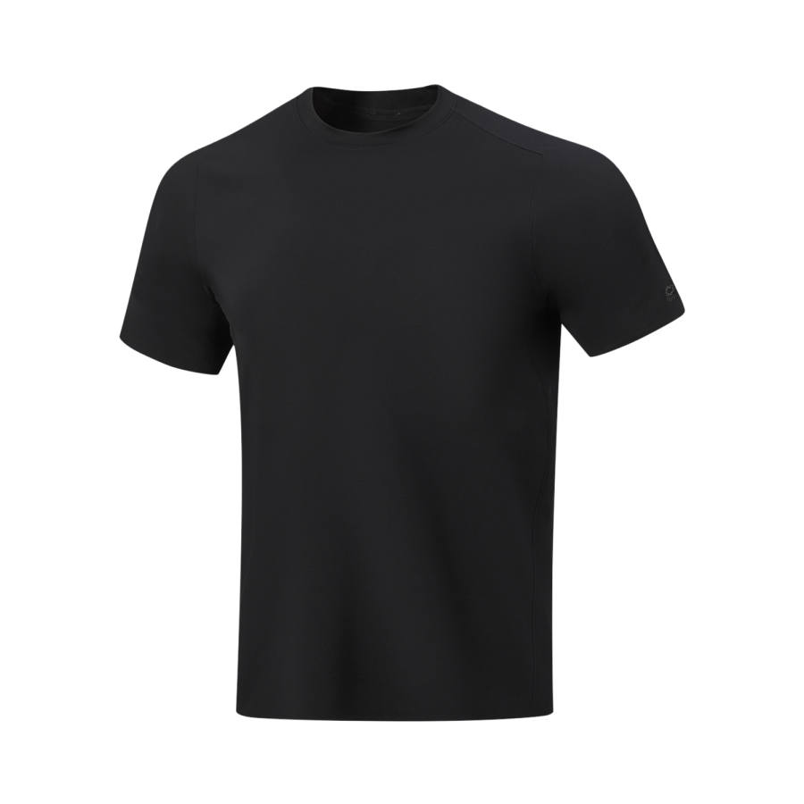 Li-Ning Li Ning Gold Logo | T Shirts Men's Black Crew Neck Moderate Straight Fit