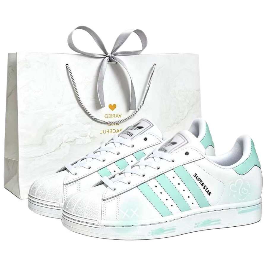 Adidas Originals Superstar 2 Skateboard Shoes Women's Low Top Turquoise