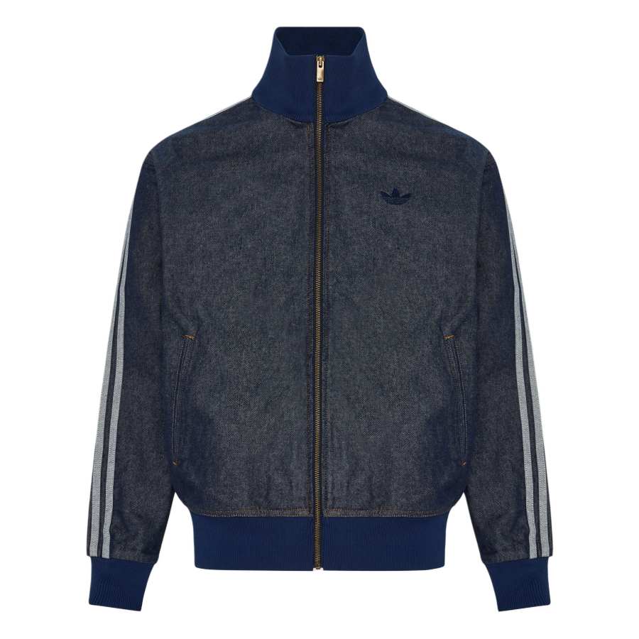 Adidas Originals Firebird Denim Jackets Men's Denim Indigo Stand Collar Moderate