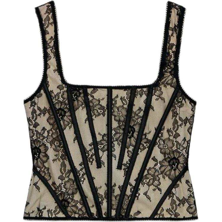 ZARA Tank Tops Women's Black/Nude