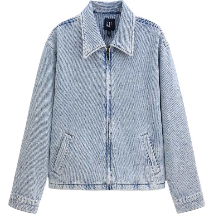 GAP GAP Denim Jackets Men's Light Washed Lapel Moderate