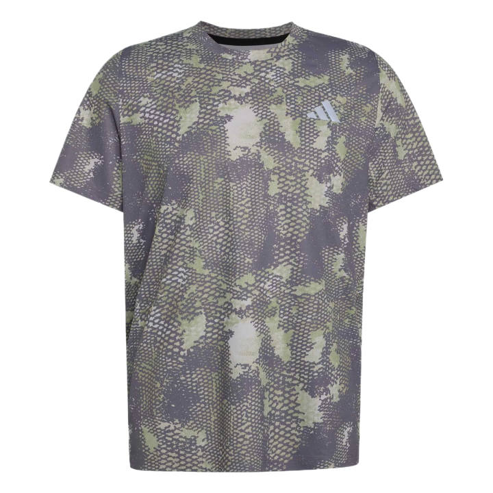 Adidas Adidas Running T Shirts Men's Gray Two/Tent Green/Trace Gray Crew Neck Moderate