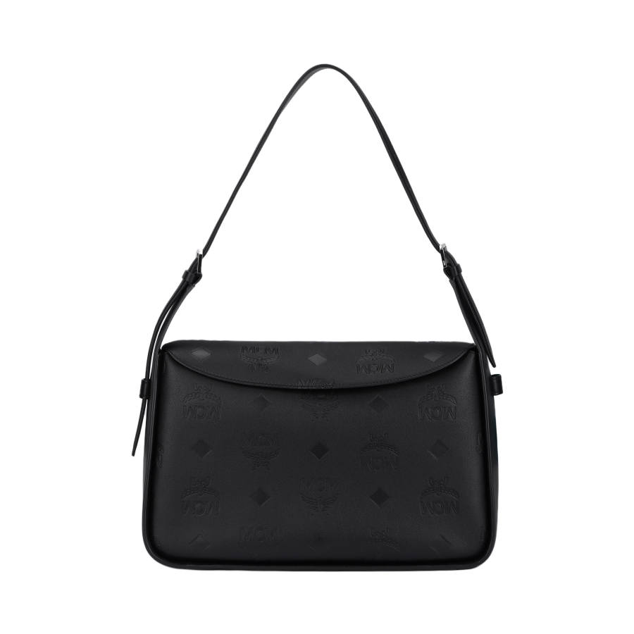 MCM Aren Leather Shoulder Bag, Portable Crossbody Bag Medium Women's Black