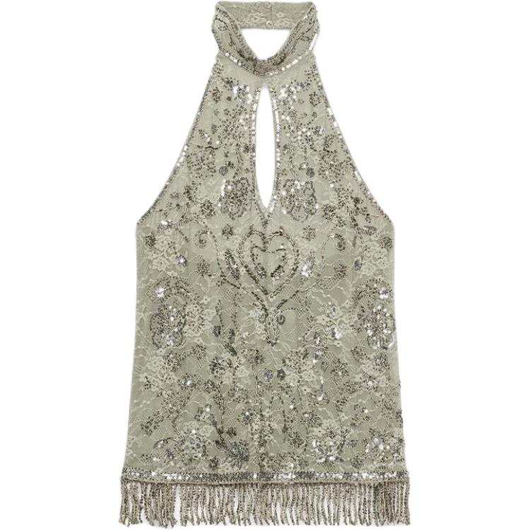 ZARA Tank Tops Women's Dark Khaki