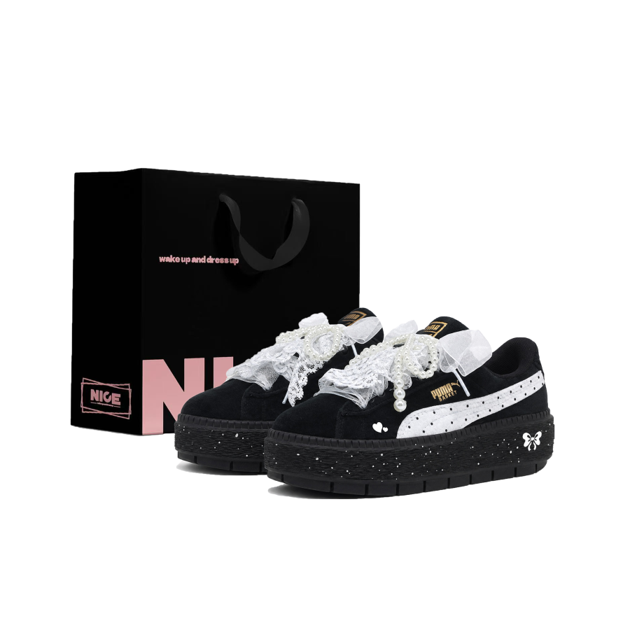 PUMA Platform Trace Skateboard Shoes Women's Low Top Black White