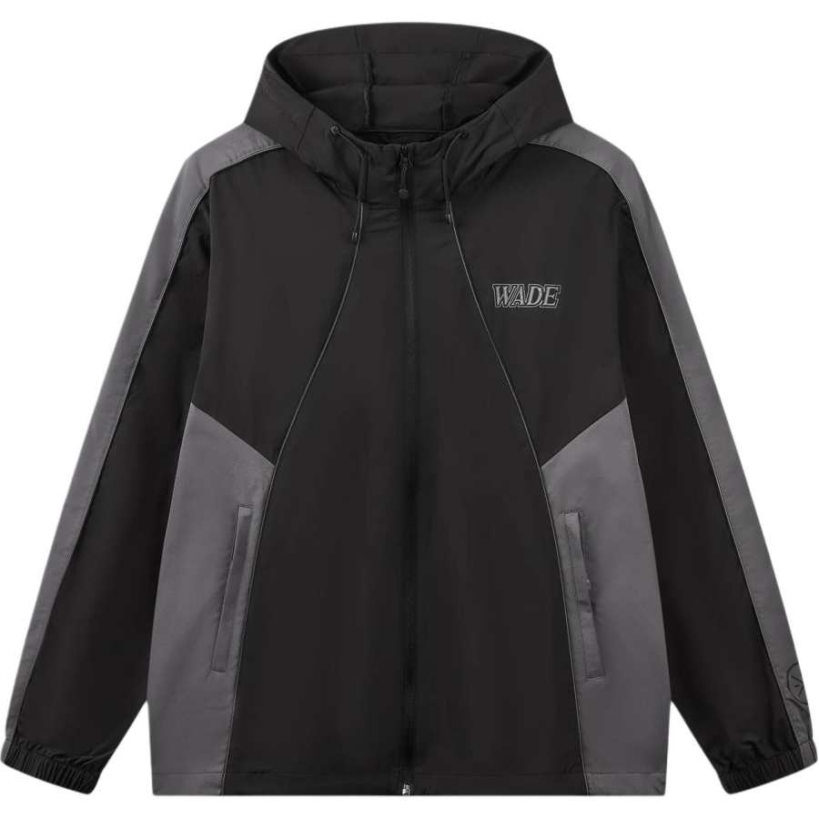 Li-Ning Li Ning Trench Coats Men's Black/Meteorite Gray Hooded Non Detachable Moderate