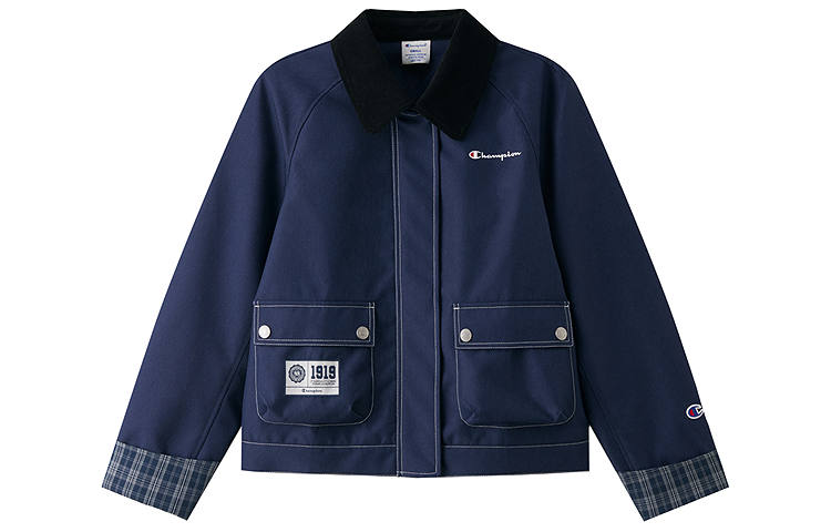 Champion Jackets Women's Dark Blue Denim Lapel Moderate
