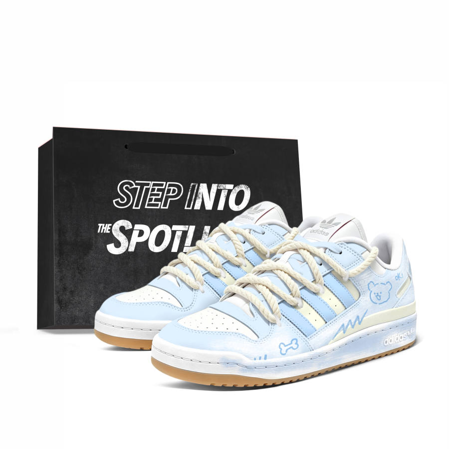 Adidas Originals FORUM Skateboard Shoes Unisex Low Top Blue/White