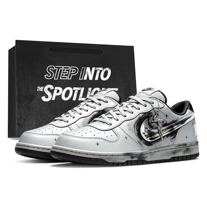 Nike Nike Dunk Skateboard Shoes Men's Low Top Gray Black Ink Wash Gradient Colorway