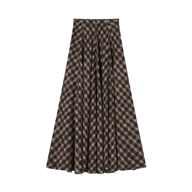 XIANGYING Casual Long Skirts Women's Coffee Moderate Long Skirt