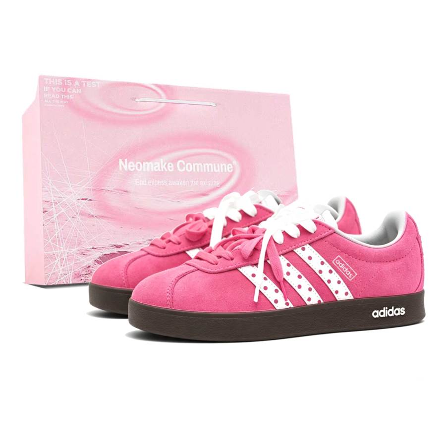 Adidas Adidas VL COURT 2.0 German Army Trainers Unisex Low Top Pink Polka Dot