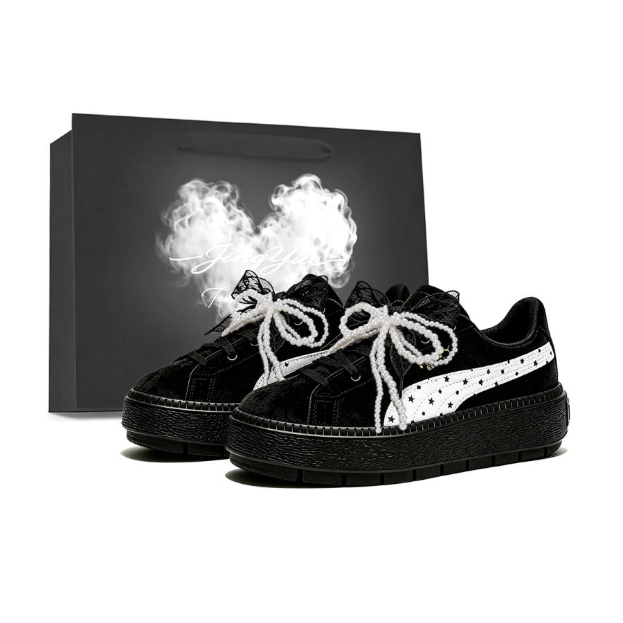 PUMA Platform Trace Skateboard Shoes Women's Low Top Black/White