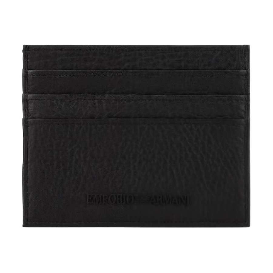 EMPORIO ARMANI Calfskin Wallet, Card Holder Men's Black
