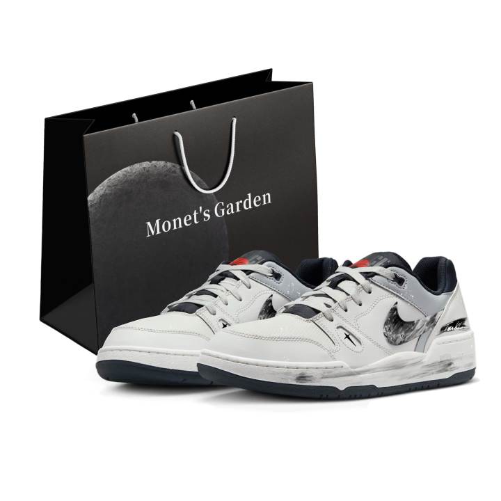 Nike Nike Full Force Skateboard Shoes Unisex Low Top White Black Gray Ink Wash Blended
