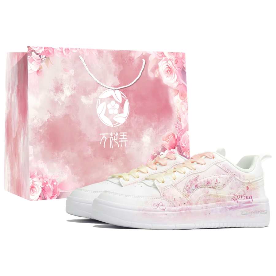 Li-Ning Li Ning Sycee Kaleidoscope, Spring Cherry Prelude, Shopping Bag Abrasion Resistant Low top Skateboard Shoes Women's