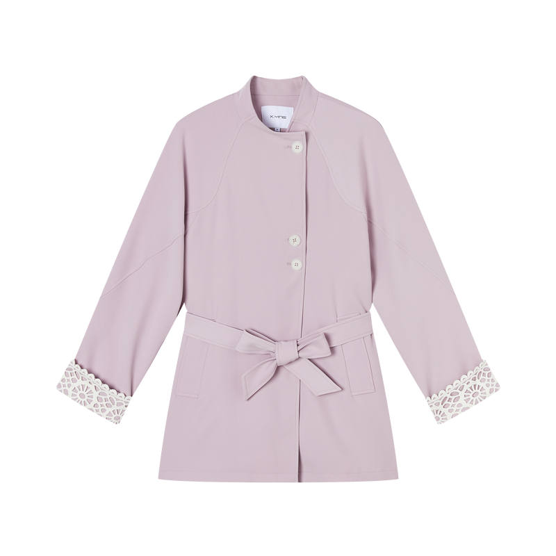 XIANGYING Trench Coats Women's Stand Collar Moderate