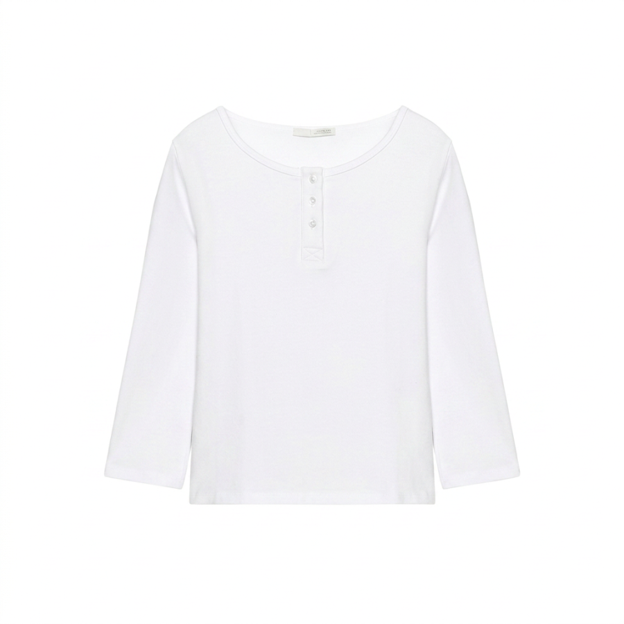 ZARA T Shirts Women's White Henry Collar
