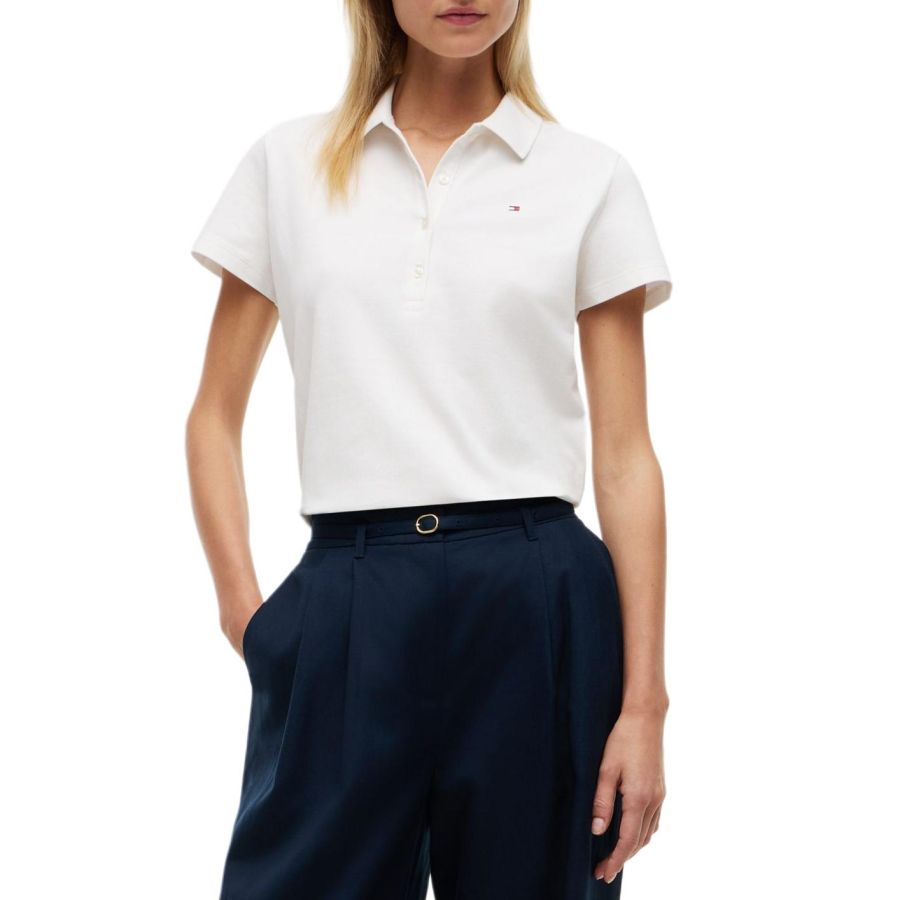Tommy Hilfiger Polo Shirts Women's Ecru Polo Collar