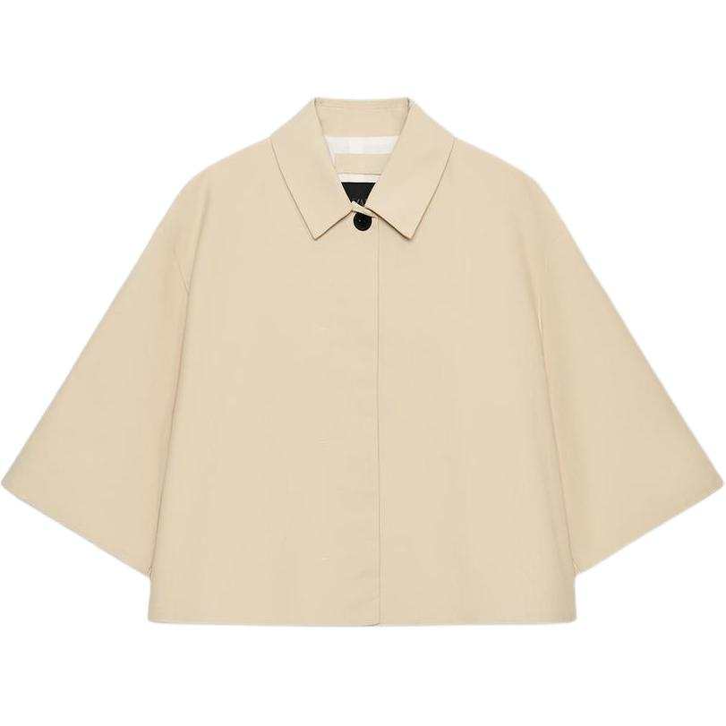 ZARA ZW Jackets Women's Beige Lapel Moderate