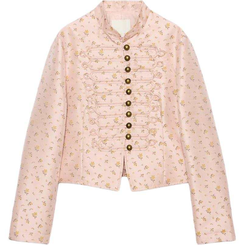 ZARA Business Suits Women's Earth Gray Pink Stand Collar
