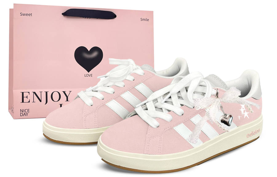 Adidas Adidas Grand Court Base 00s Skateboard Shoes Unisex Low Top Gray/White/Pink/Blue