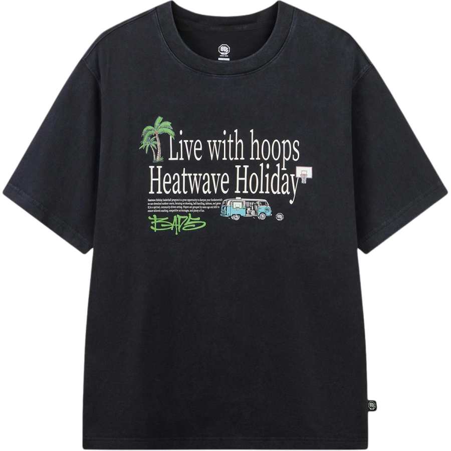 Li-Ning Li Ning Basketball Collection T Shirts Men's Black Crew Neck Moderate Straight Fit