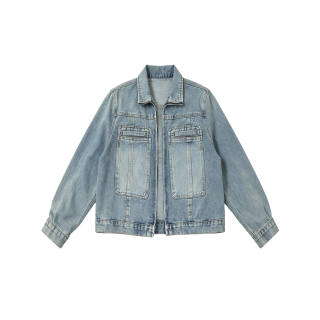 TUSHIFEI Denim Jackets Women's Blue Lapel Moderate Straight Fit