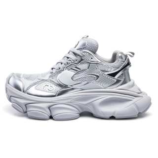 CN Platform 7CM High top Chunky Sneakers Unisex Silver