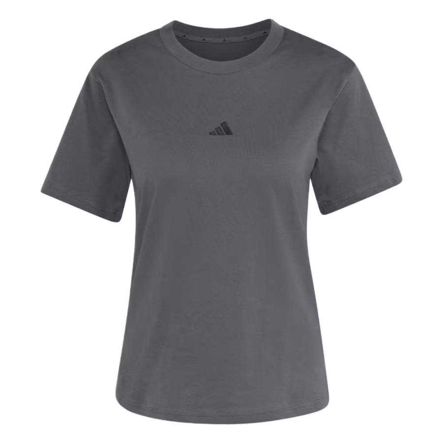 Adidas Adidas ESSENTIALS T Shirts Women's Gray Six/Black Crew Neck Moderate