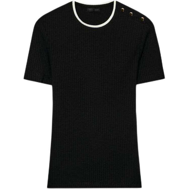 ZARA T Shirts Women's Black Crew Neck