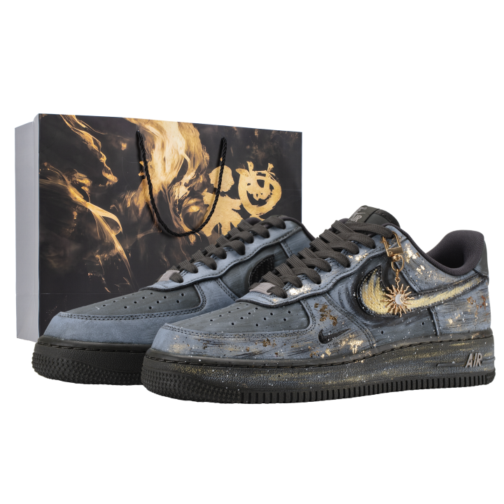 Nike Nike Air Force 1 Skateboard Shoes Men's Low Top Black/Gold