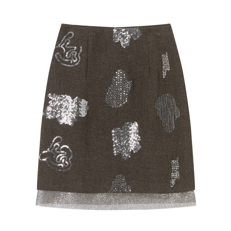 XIANGYING Casual Long Skirts Women's Medium Gray Moderate Long Skirt