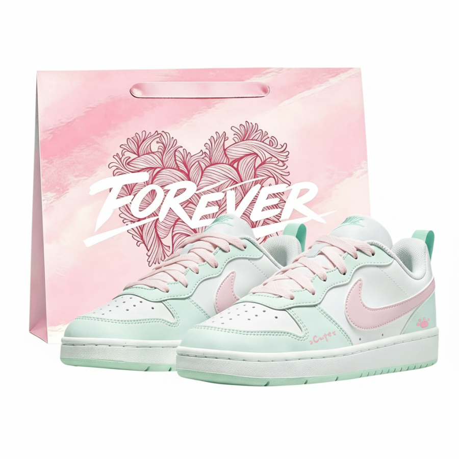 Nike Nike Court Borough Skateboard Shoes Women's Low Top White/Green/Pink