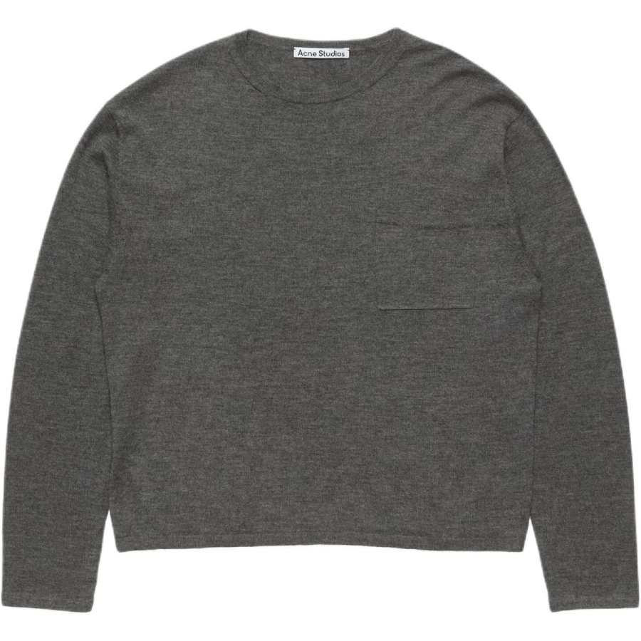 Acne Studios Acne Studios Cashmere Sweaters Men's Dark Heather Gray Crew Neck Moderate
