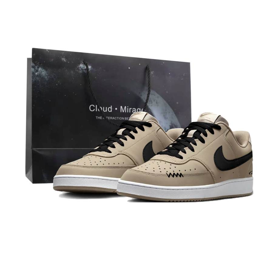 Nike Nike Court Vision Low Skateboard Shoes Men's Low Top Black Brown Special Shopping Bag