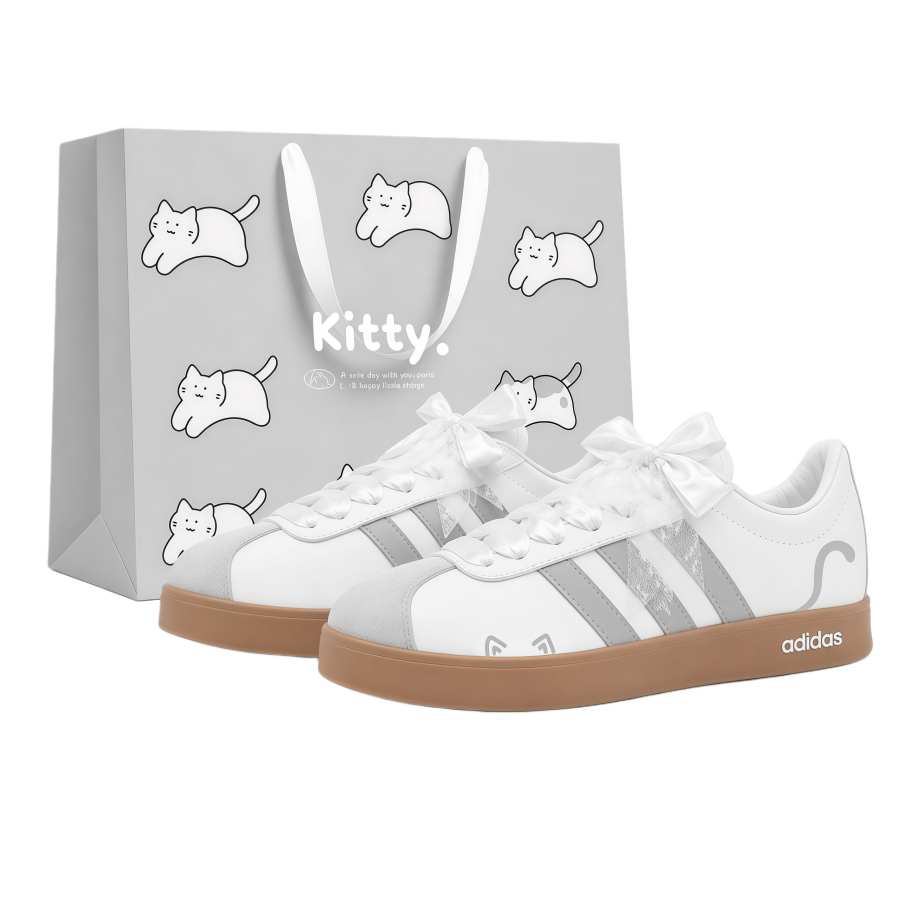 Adidas Adidas VL COURT 2.0 German Army Trainers Unisex Low Top White & Gray & Brown Multicolor