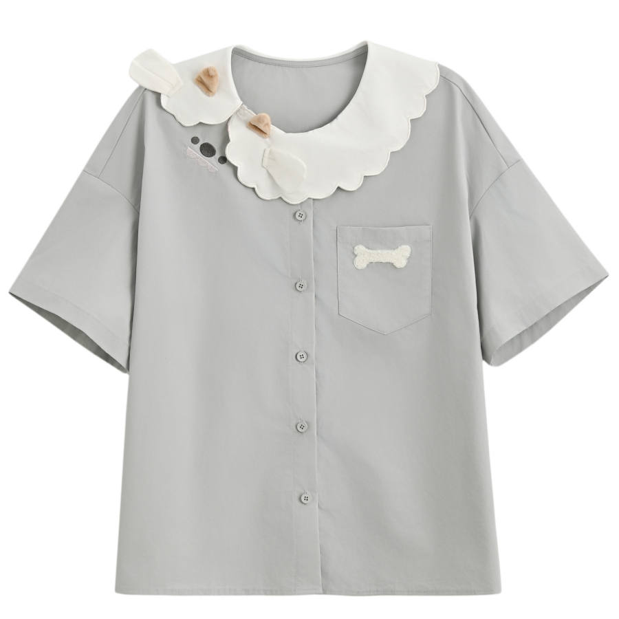 SNBL SNBL Shirts Women's Gray Peter Pan Collar Moderate