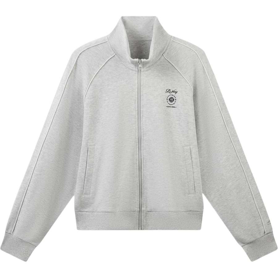 Li-Ning Li Ning Sports Life Collection Jackets Women's Heather Gray Deep Antarctic Gray Stand Collar Moderate