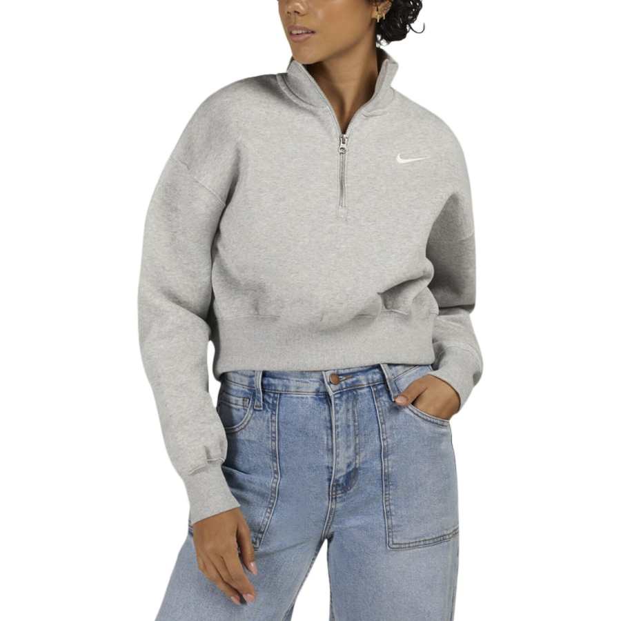 Nike Nike Swoosh Sweatshirts Women's Bright Platinum Gray Stand Collar Moderate