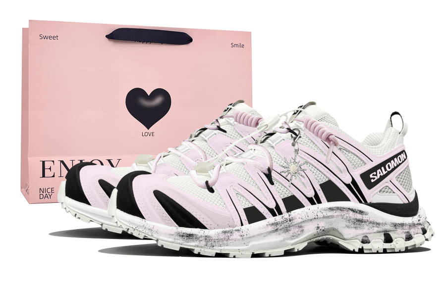 SALOMON XA PRO 3D Trail Running Shoes Unisex Low Top White, Black, Pink