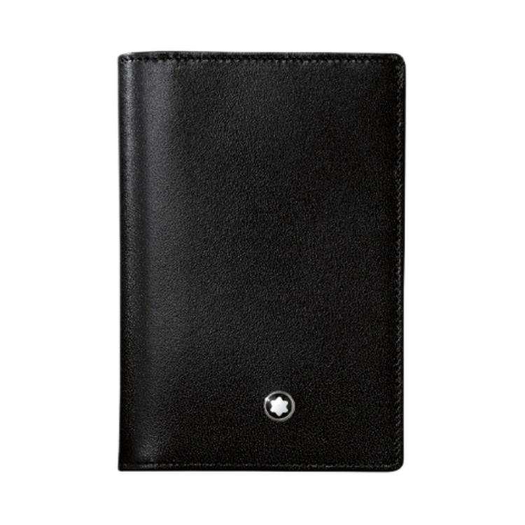 MONTBLANC Meisterstuck Bifold Grain Leather Business Card Holder, Wallet, Card Holder Men's Black