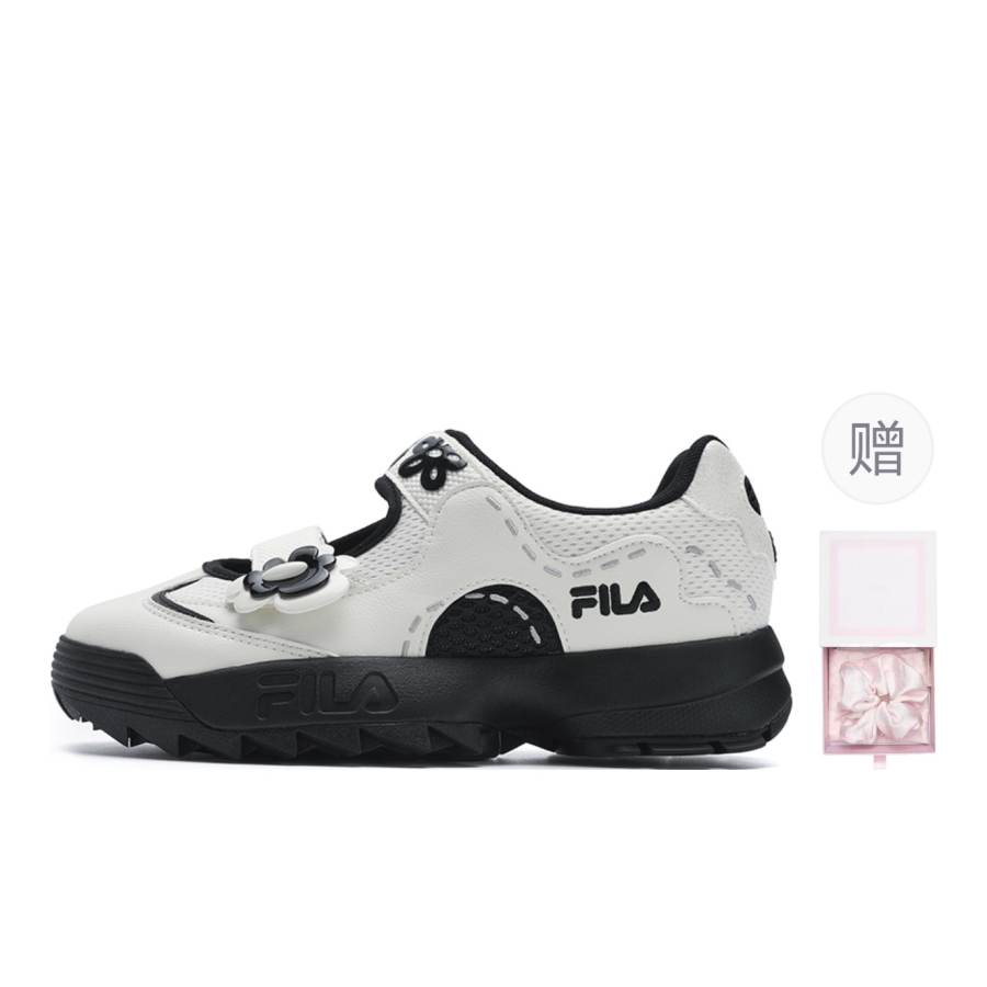 FILA DISRUPTOR 2 FLOWER Abrasion Resistant, Breathable, Lightweight Low top Casual Shoes Women's Micro White/Black
