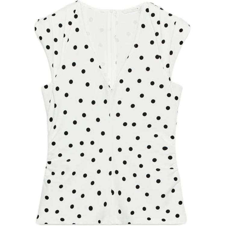 ZARA T Shirts Women's Nude/Black V Neck
