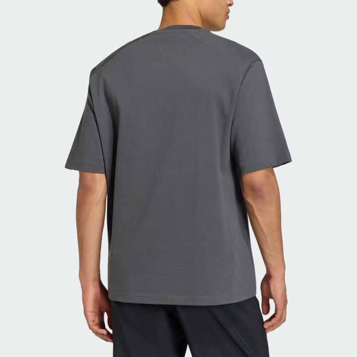 Adidas Adidas VERBIAGE T Shirts Men's Solid Gray Crew Neck Moderate